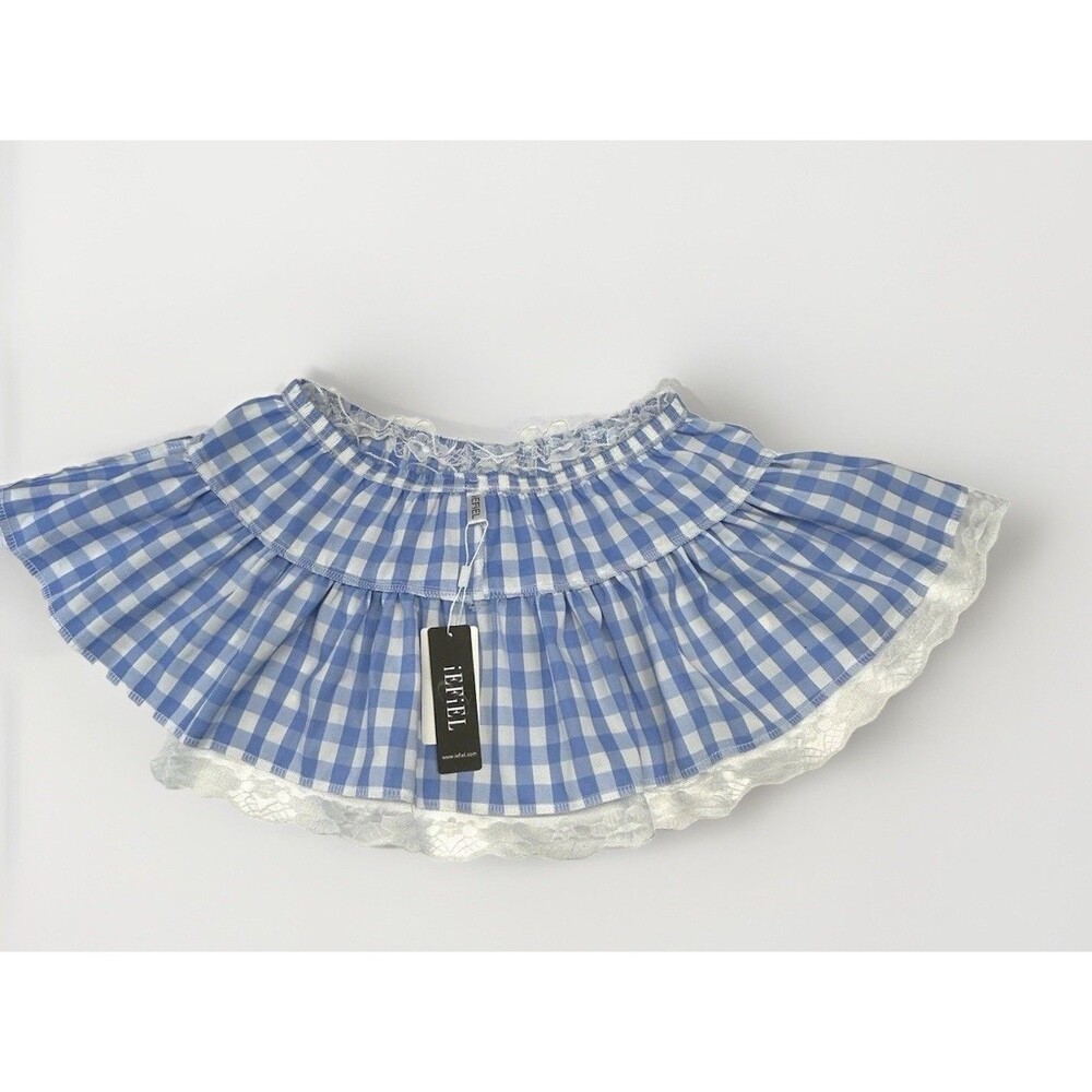 IEFiel brand blue and white gingham mini skirt Size ?